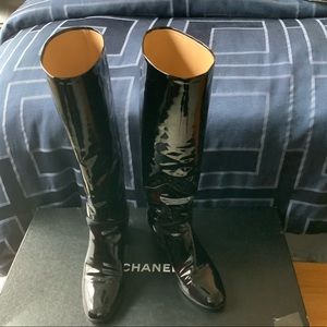 Ladies Chanel patent leather riding  boots. Gently worn in beautiful condition.